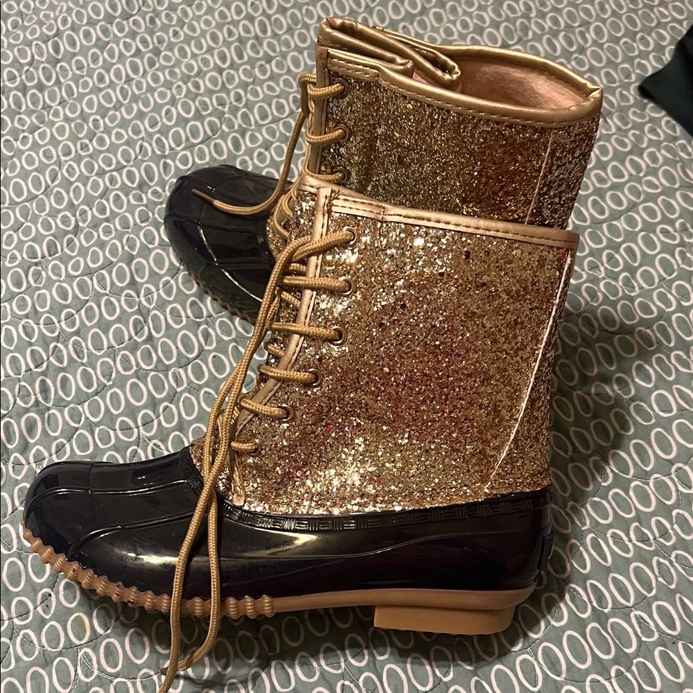 Sugar Gold Glitter and Black Women's Boots